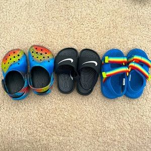 Size 5C sandal lot - Nike, Crocs, and Wonder Nation